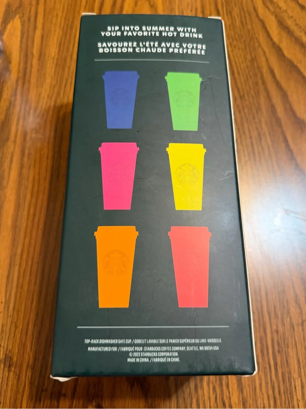 Starbucks 2022 Colorful Summer Reusable Hot Cups 6-Piece 16oz